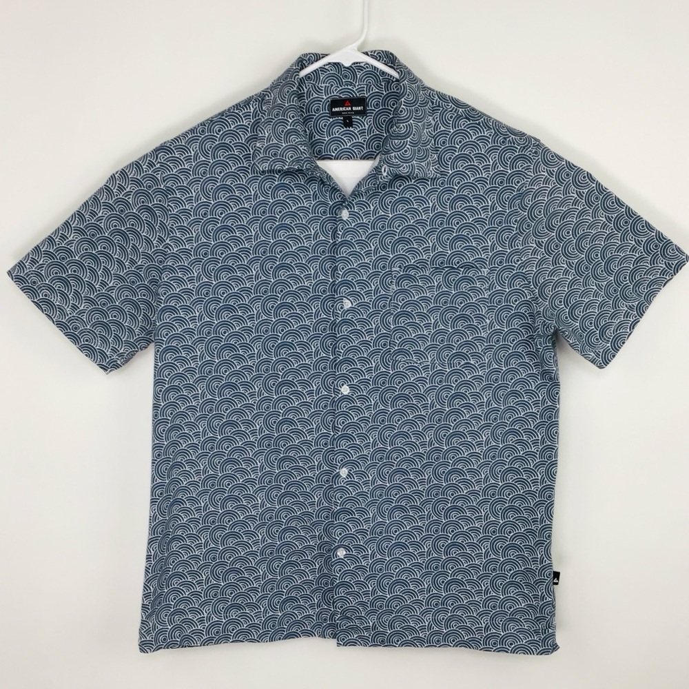 American Giant made in USA men’s short sleeve button up Resort shirt large